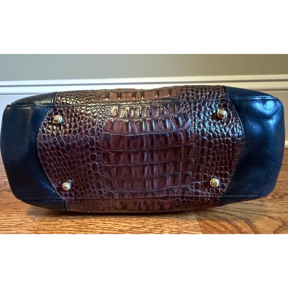 Vintage BRAHMIN Cecilia Black Tuscan Moc Croc Satchel Shoulder Purse 4471BK - Picture 9 of 16